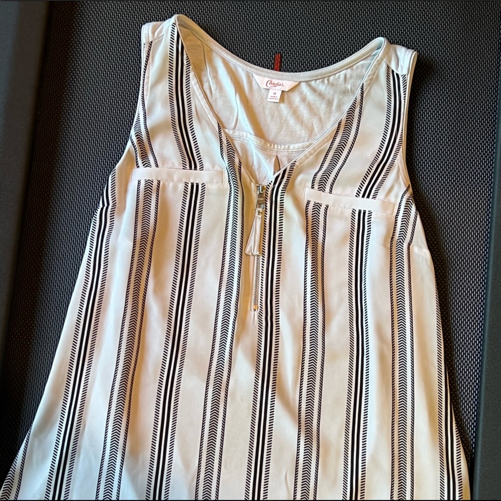 Candies brand sleeveless top.  Size medium, light blue.